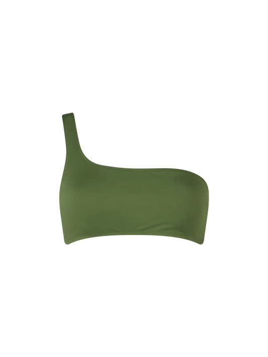 Military green one shoulder bralette top Celestine