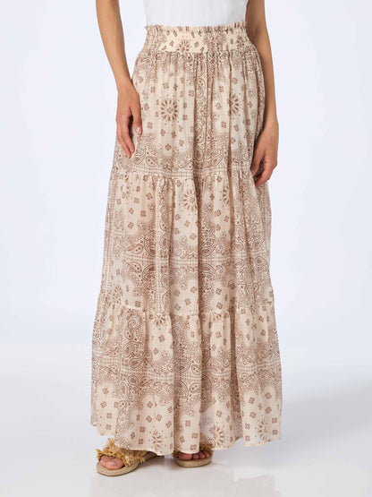 Woman silk voile pleated long skirt Cheyenne