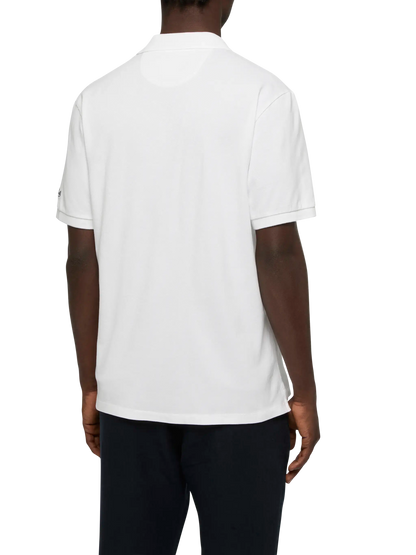 White cotton piquet buttonless polo shirt Charles