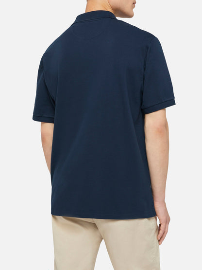 Navy blue cotton piquet buttonless polo shirt Charles