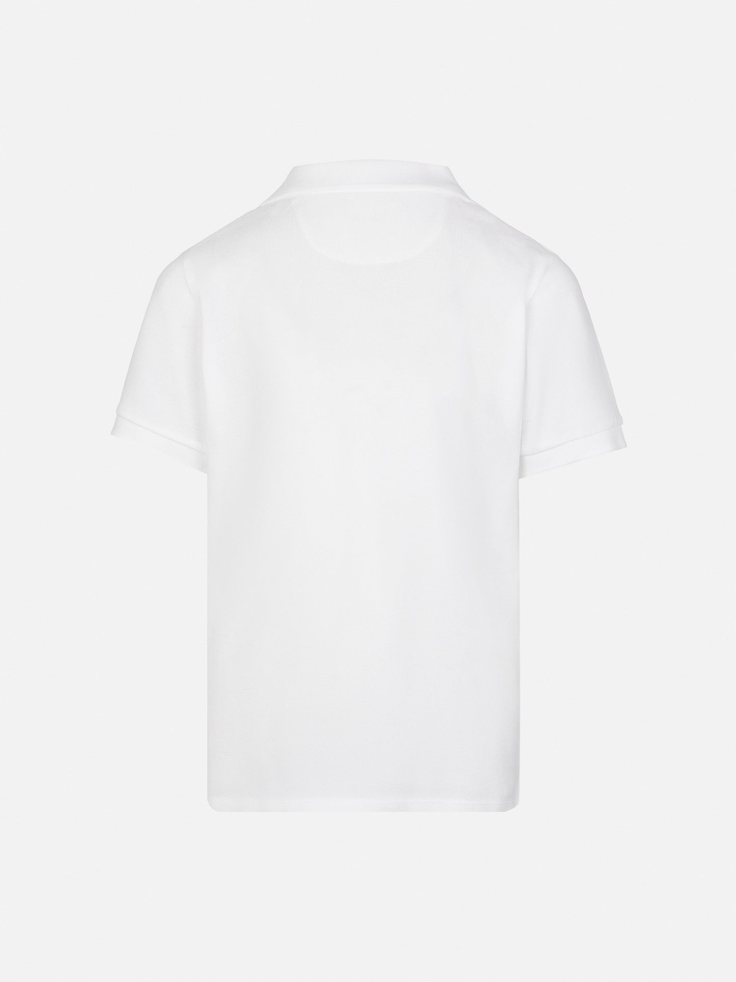 White cotton piquet buttonless polo shirt Charles Jr