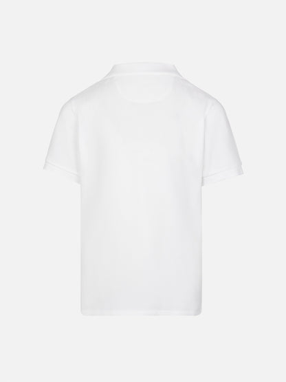 White cotton piquet buttonless polo shirt Charles Jr