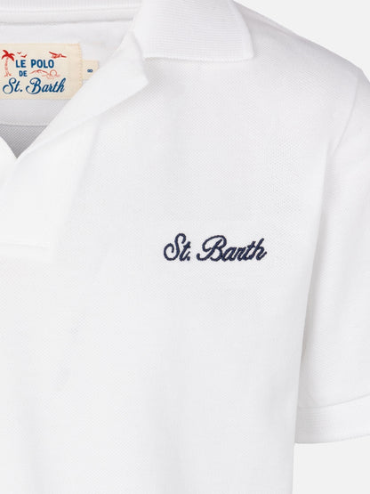 White cotton piquet buttonless polo shirt Charles Jr