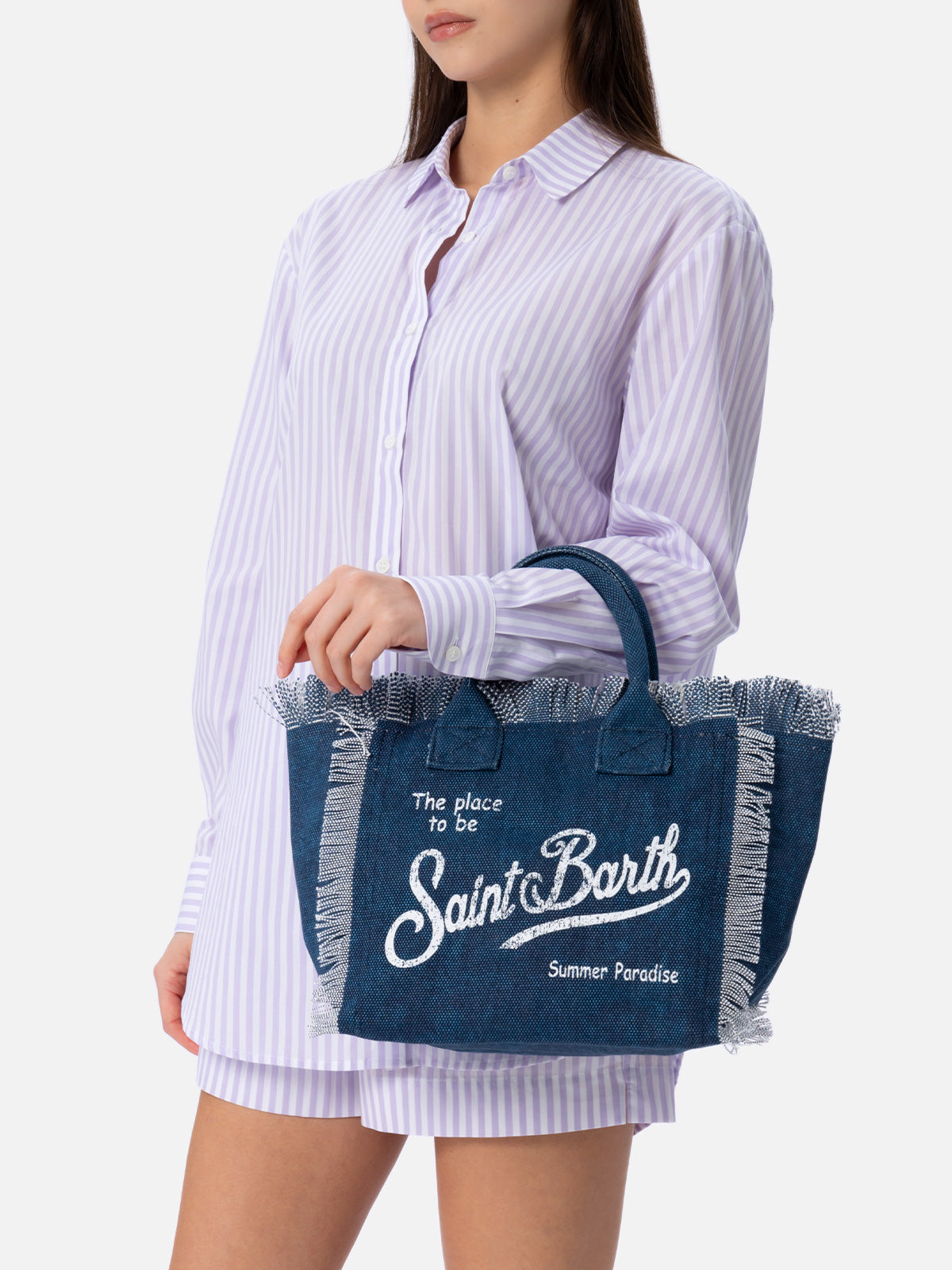 Indigo cotton canvas Colette handbag - MC2 Saint Barth