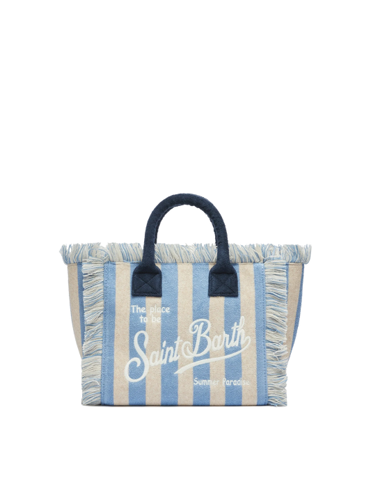Colette Sponge light blue striped terry handbag - MC2 Saint Barth