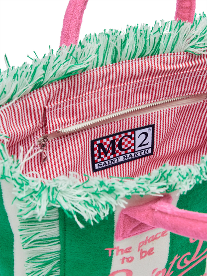 Colette Sponge green striped terry handbag - MC2 Saint Barth