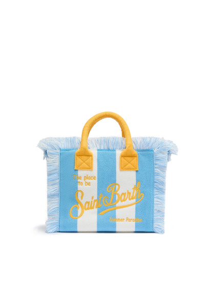 Colette Sponge light blue striped terry handbag - MC2 Saint Barth