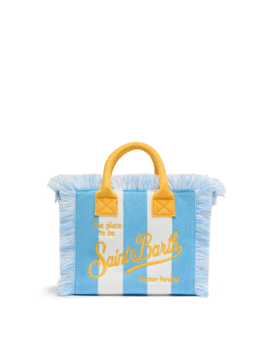 Colette Sponge light blue striped terry handbag - MC2 Saint Barth