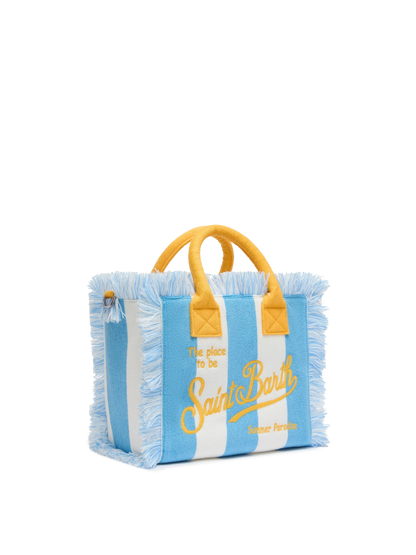 Colette Sponge light blue striped terry handbag - MC2 Saint Barth