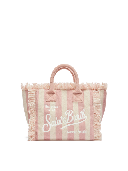 Colette Sponge light pink striped terry handbag - MC2 Saint Barth