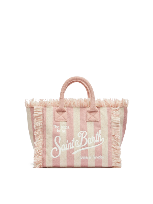 Colette Sponge light pink striped terry handbag - MC2 Saint Barth