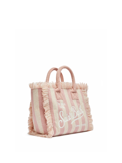 Colette Sponge light pink striped terry handbag - MC2 Saint Barth