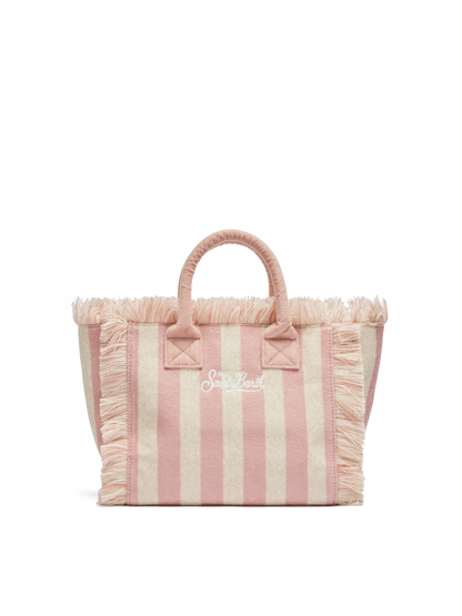 Colette Sponge light pink striped terry handbag - MC2 Saint Barth