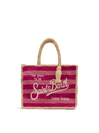 Colette Raffia multicolor striped handbag with logo embroidery - MC2 Saint Barth
