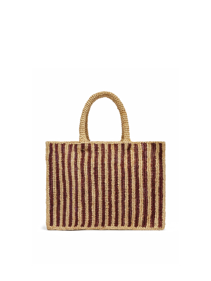 Colette Raffia brown striped handbag with logo embroidery - MC2 Saint Barth