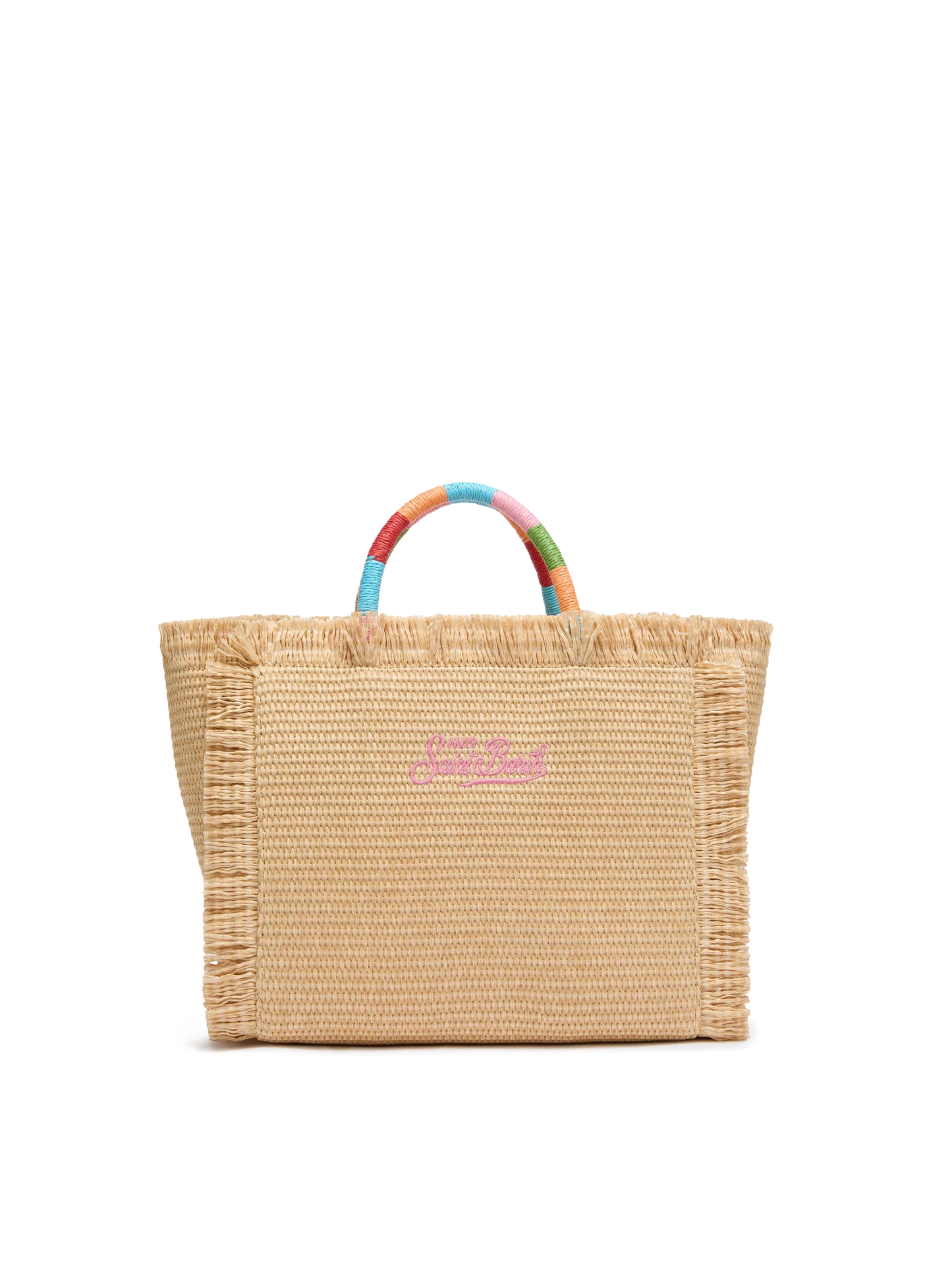 Colette Straw effect handbag with multicolor logo embroidery - MC2 Saint Barth