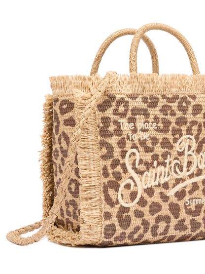 Colette Straw effect handbag with animalier print - MC2 Saint Barth