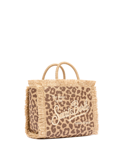 Colette Straw effect handbag with animalier print - MC2 Saint Barth