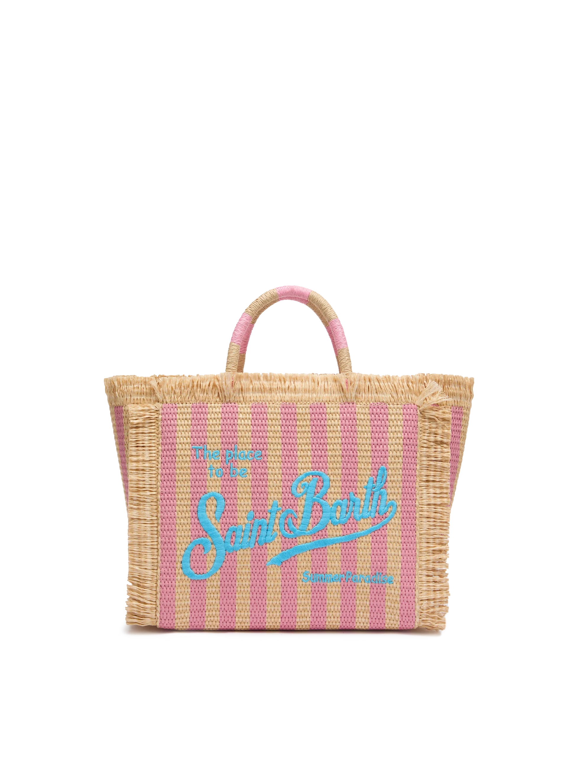 Colette Straw effect handbag with striped print - MC2 Saint Barth