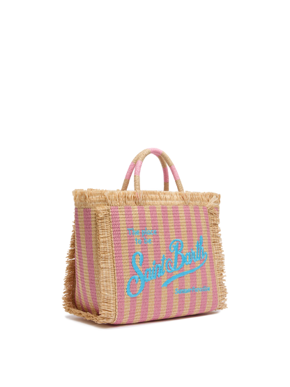 Colette Straw effect handbag with striped print - MC2 Saint Barth