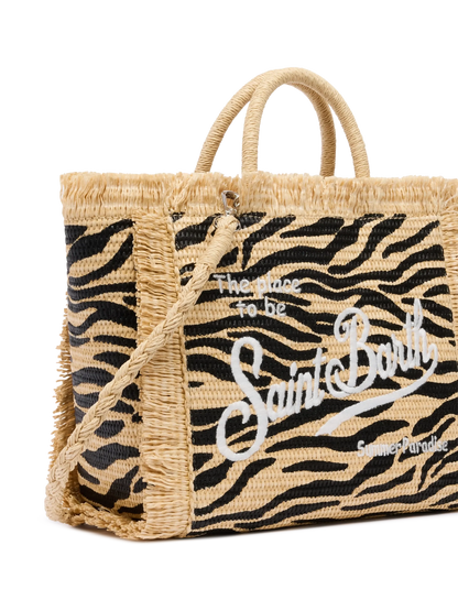 Colette Straw effect handbag with zebra print - MC2 Saint Barth