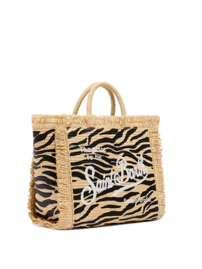 Colette Straw effect handbag with zebra print - MC2 Saint Barth