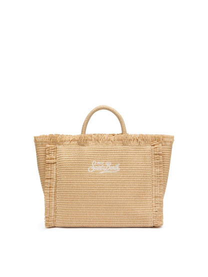 Colette Straw effect handbag with emboidered small logo - MC2 Saint Barth