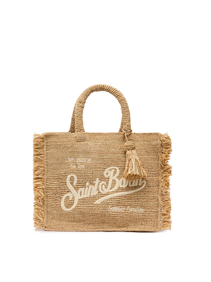 Colette Raffia handbag with logo embroidery and fringes - MC2 Saint Barth