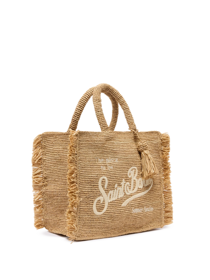 Colette Raffia handbag with logo embroidery and fringes - MC2 Saint Barth