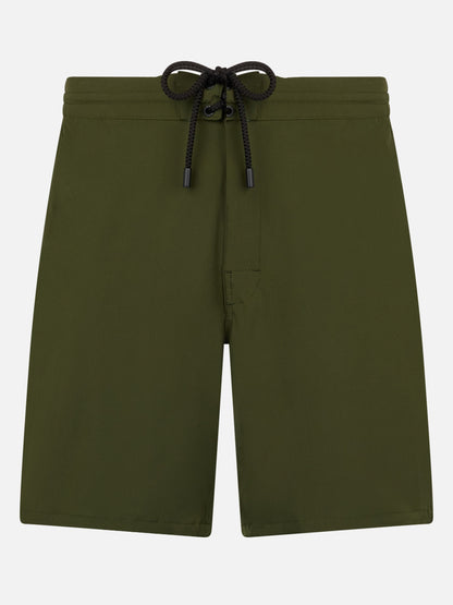 Military green long stretch Comfort Surf swim shorts
