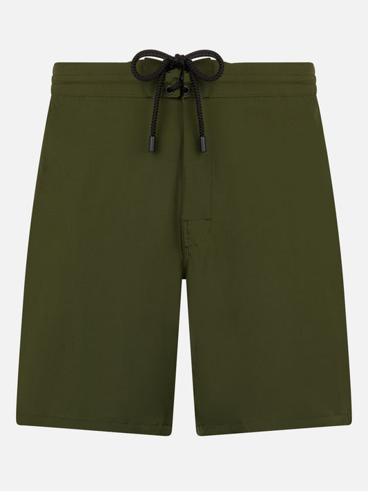 Military green long stretch Comfort Surf swim shorts