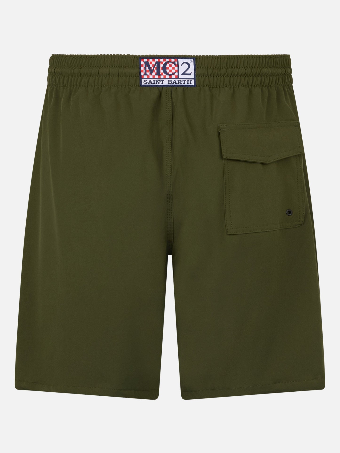 Military green long stretch Comfort Surf swim shorts