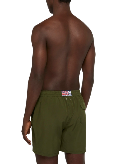 Military green Comfort swim shorts  with St. Barth embroidery