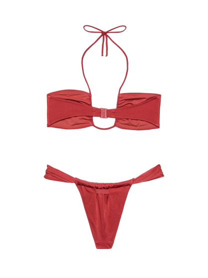 Noelle shimmer brick red cheekiest swim briefs - Dahlia shimmer brick red bandeau top