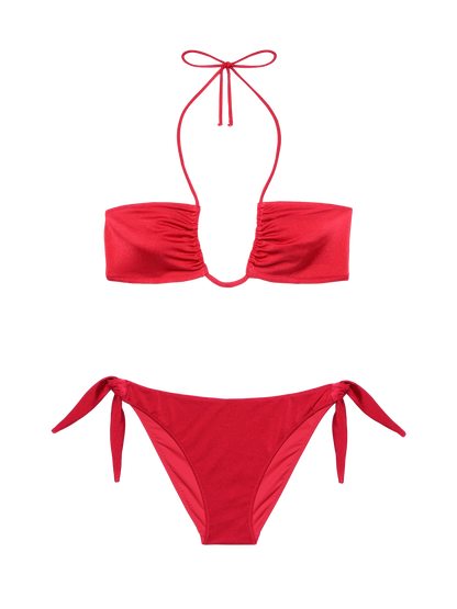 Shimmer brick red bandeau bikini Dhalia Yali