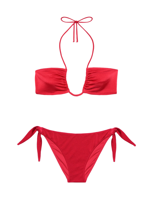 Shimmer brick red bandeau bikini Dhalia Yali