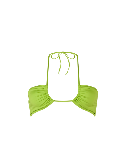 Woman lime green bandeau Dahlia beach top