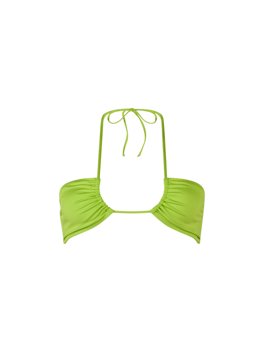 Woman lime green bandeau Dahlia beach top