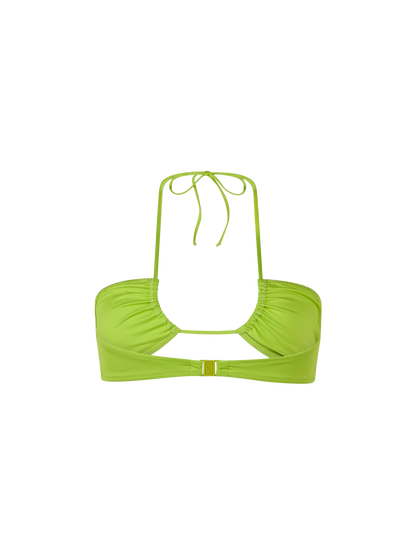 Woman lime green bandeau Dahlia beach top