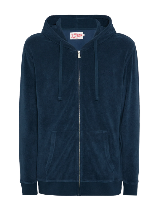 Zipped terry hoodie Danny with St. Barth embroidery