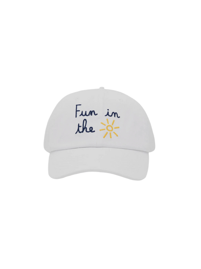 White denim ball cap Baseball Jr with daisy embroidery