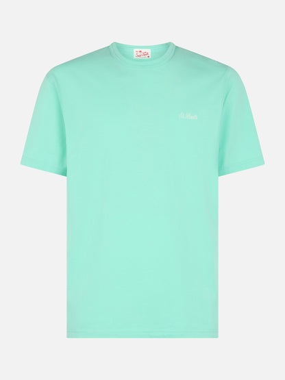 Man sage green cotton jersey t-shirt Dover with St. Barth embroidery