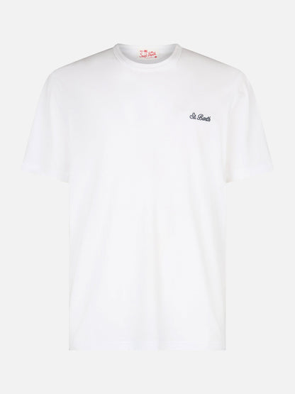 Man white cotton jersey t-shirt Dover with St. Barth embroidery