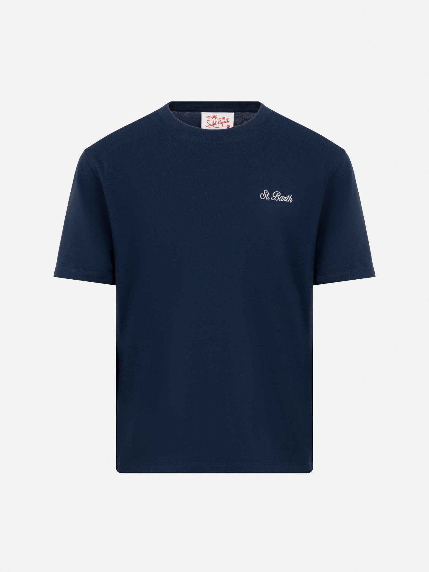 Navy blue cotton jersey t-shirt Dover with St. Barth embroidery