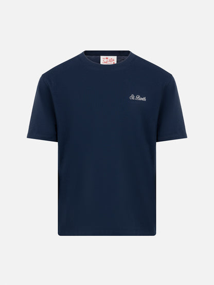 Navy blue cotton jersey t-shirt Dover with St. Barth embroidery