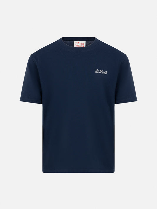 Navy blue cotton jersey t-shirt Dover with St. Barth embroidery