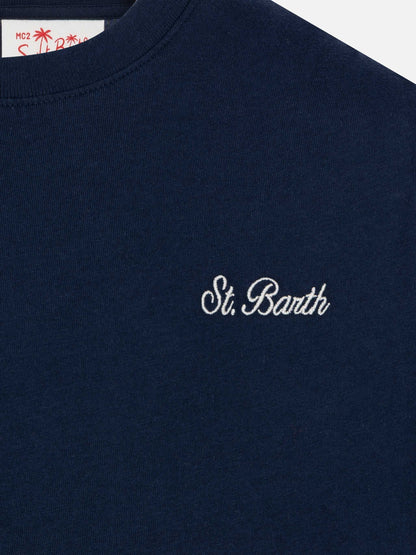Navy blue cotton jersey t-shirt Dover with St. Barth embroidery