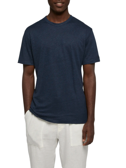 Navy blue linen jersey t-shirt Ecstasea