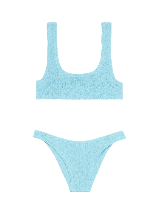 Woman light blue classic crinkle bikini Naima Elise