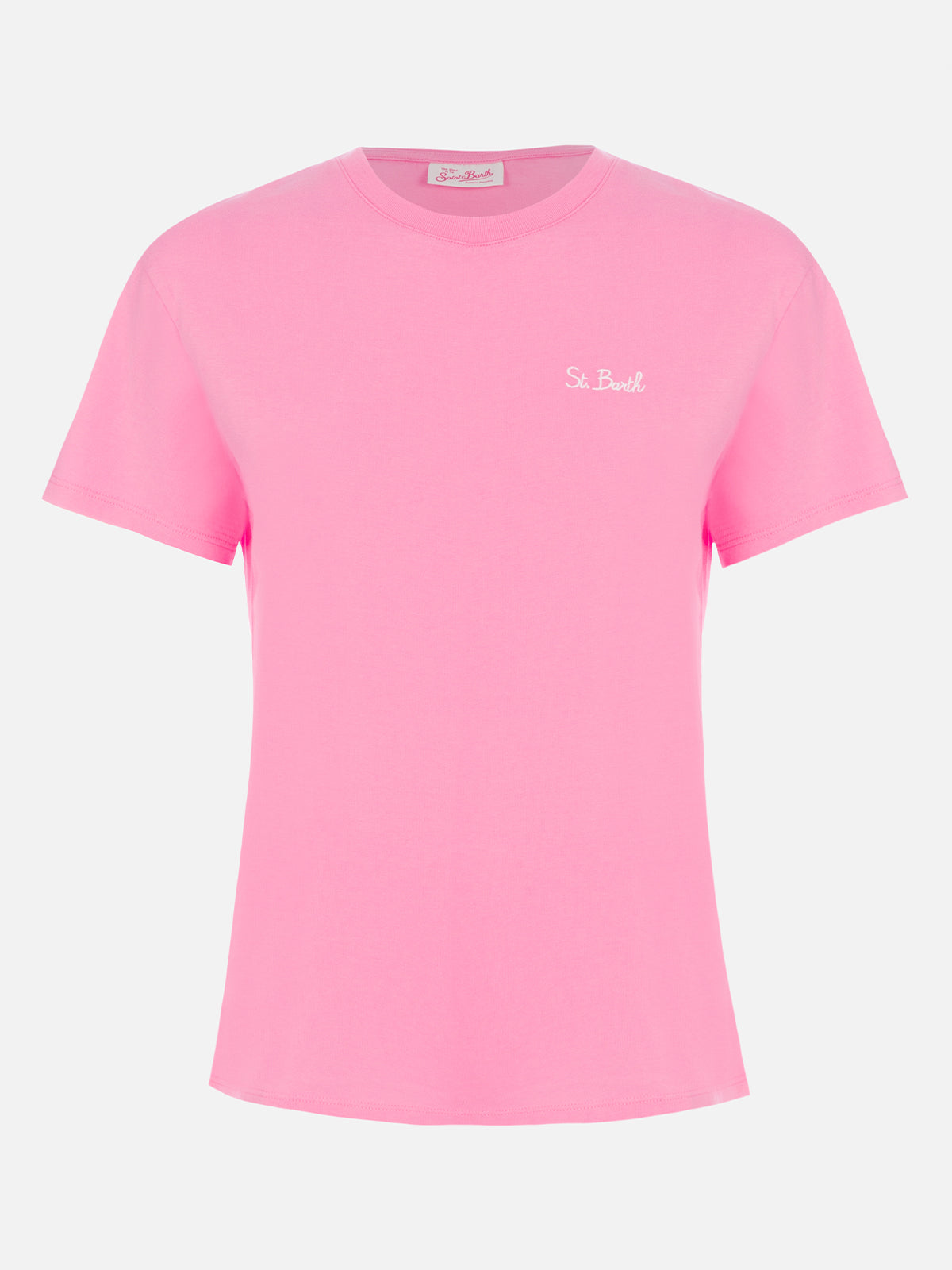 Woman pink cotton jersey crewneck t-shirt Emilie